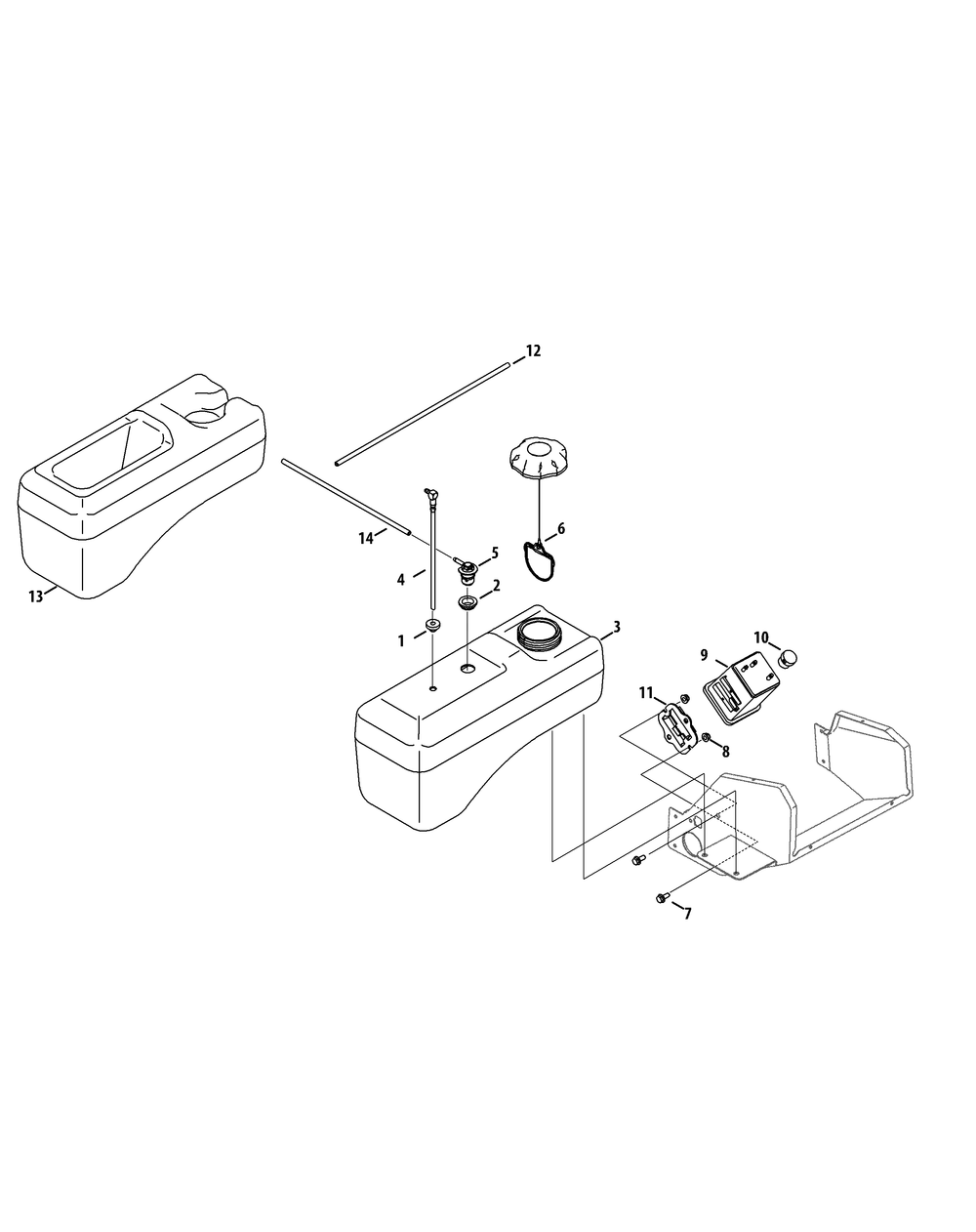Fuel Tank (Ca Models) Diagram and Parts List for Z-FORCES48 (17AI5BHB-17AI5BHB010-17AI5BHB210)(2012) Cub Cadet Lawn Tractor